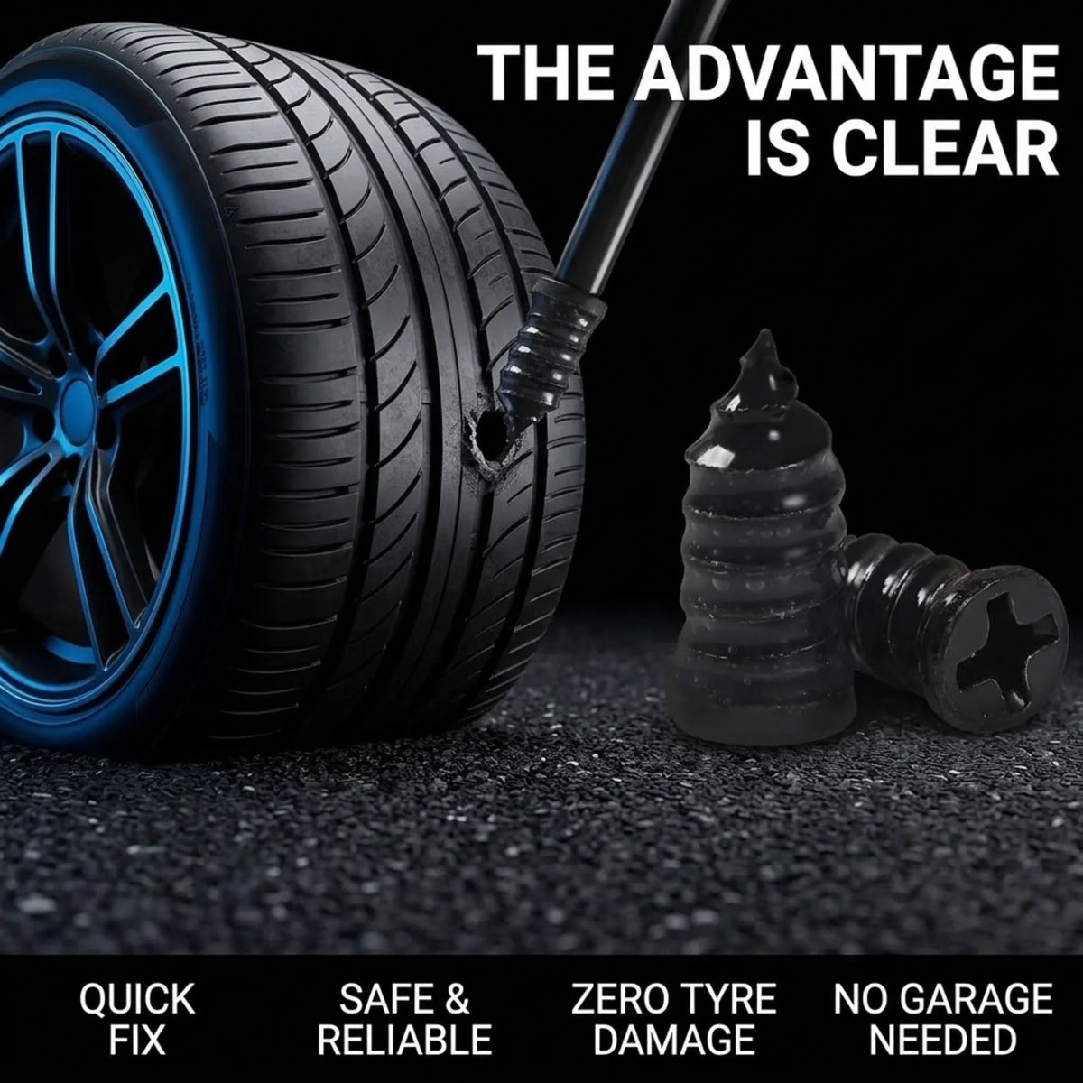 Tubeless Tyre Repair Kit featuring 100 durable spiral plugs for quick and efficient tire repairs on cars, motorcycles, and bicycles. 2