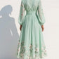 V-Neck Balloon Sleeve Floral Midi Dress for Women