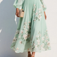 V-Neck Balloon Sleeve Floral Midi Dress for Women