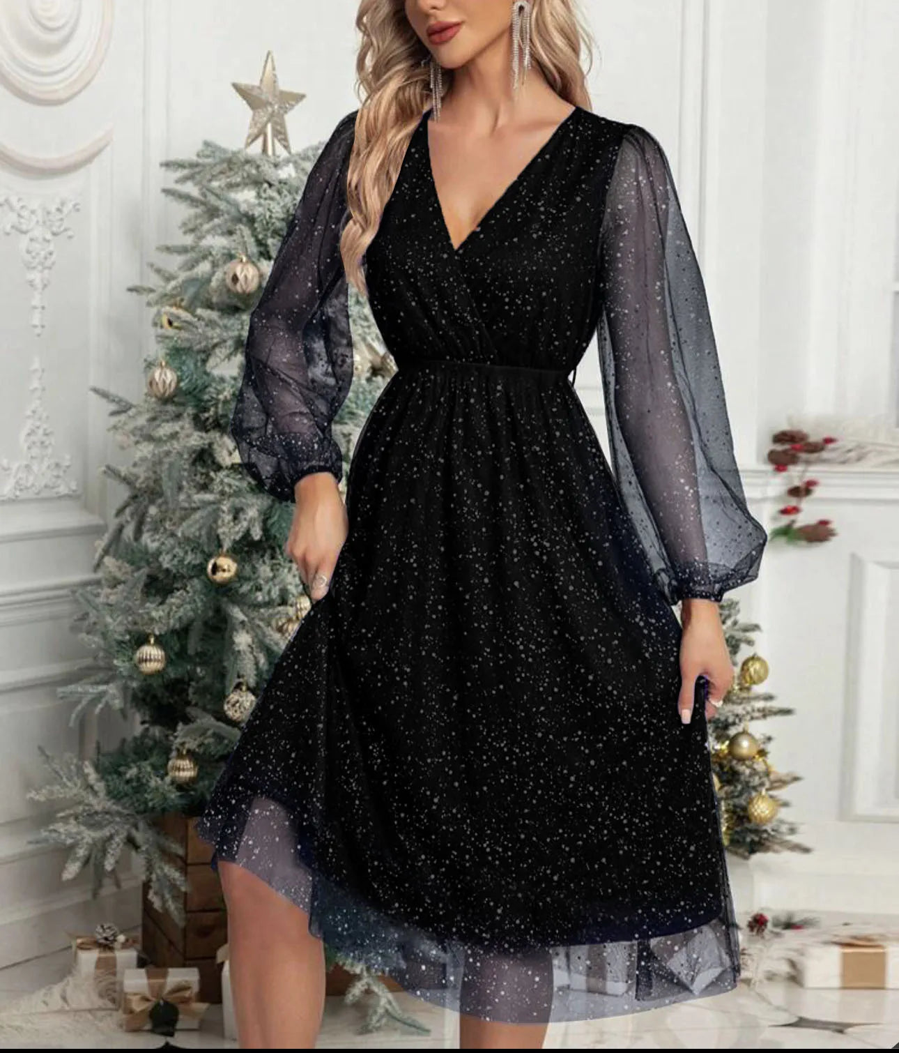 V-Neck Cocktail Dress – Elegant Slim Fit for Sophisticated Events