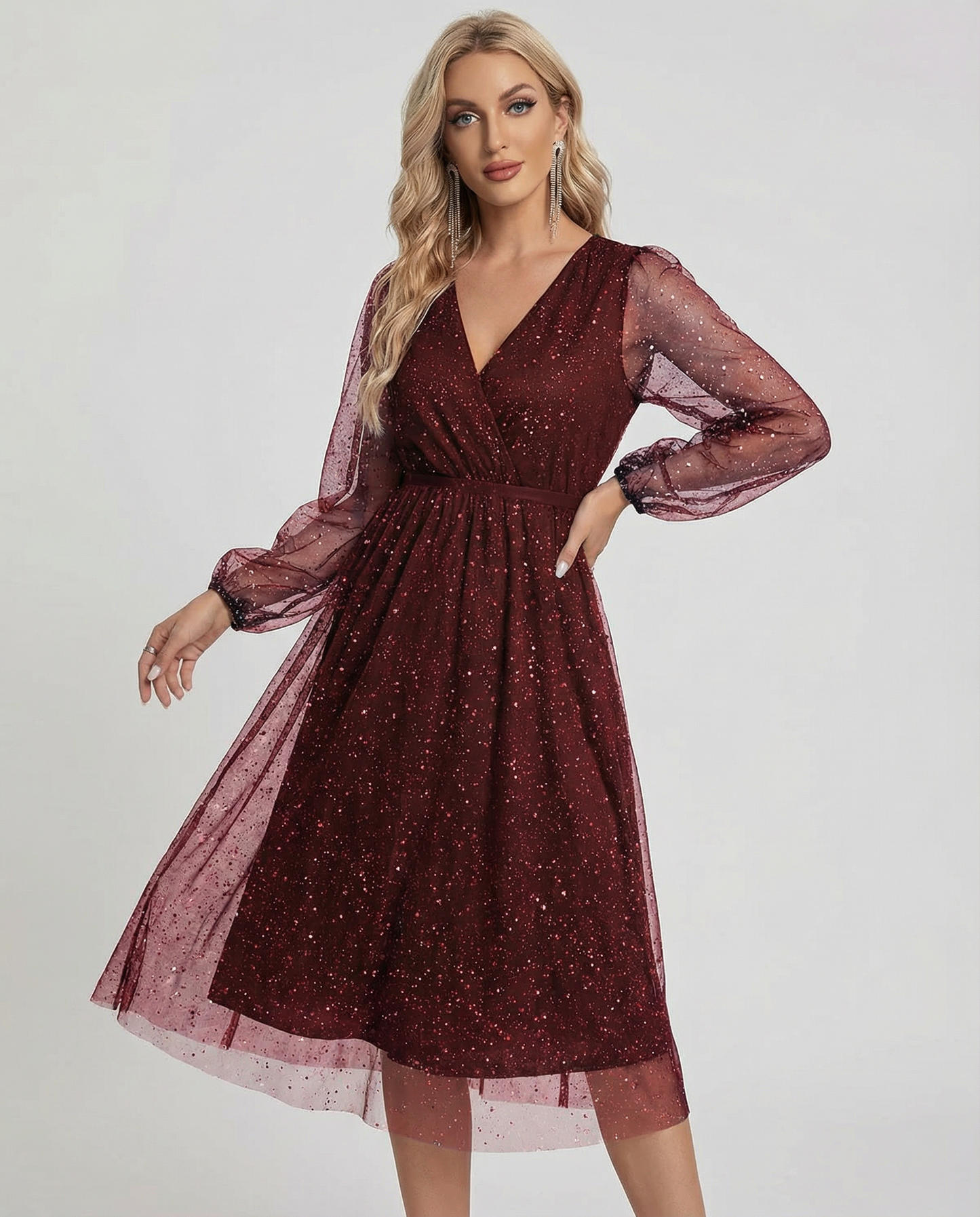 V-Neck Cocktail Dress – Elegant Slim Fit for Sophisticated Events