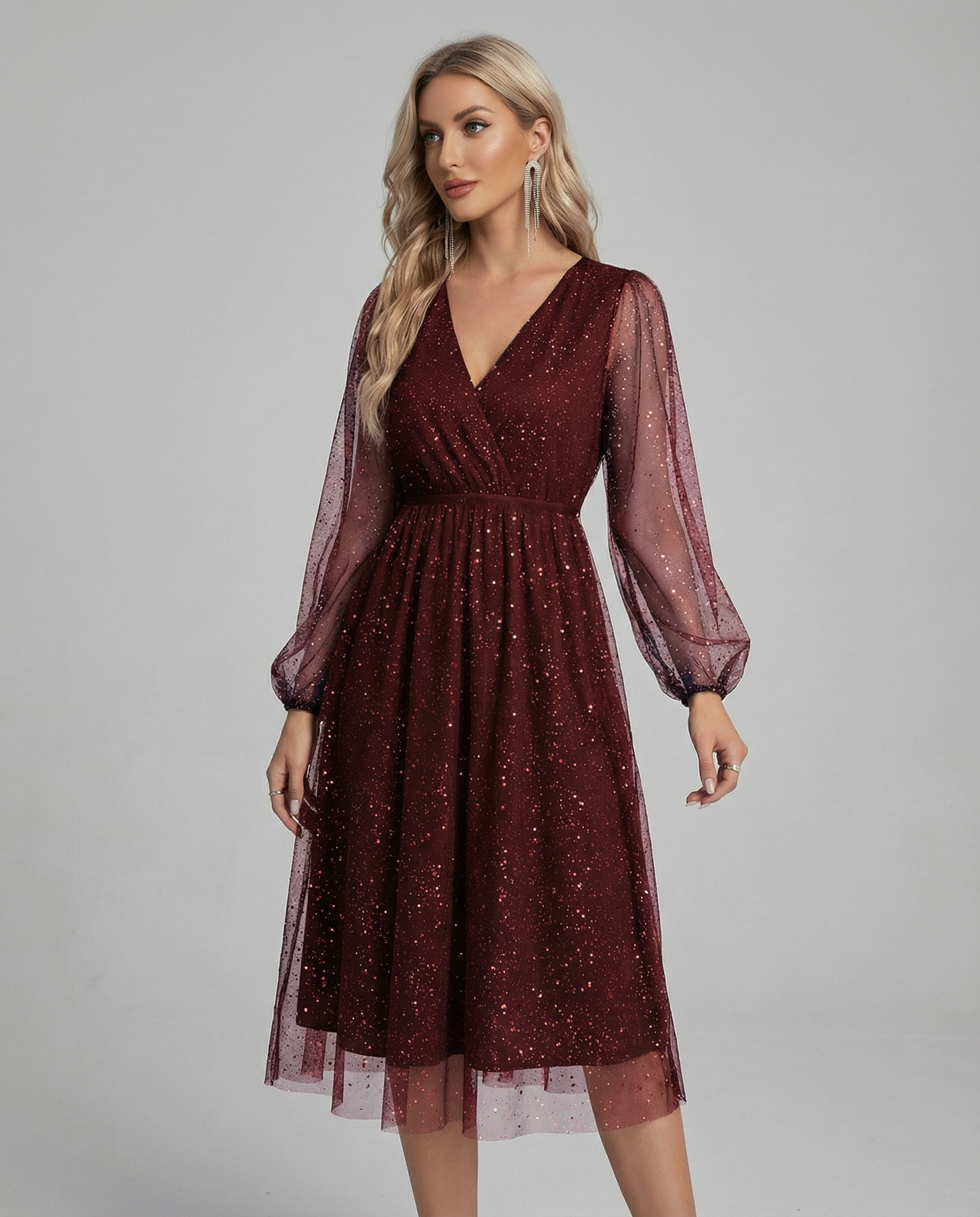V-Neck Cocktail Dress – Elegant Slim Fit for Sophisticated Events