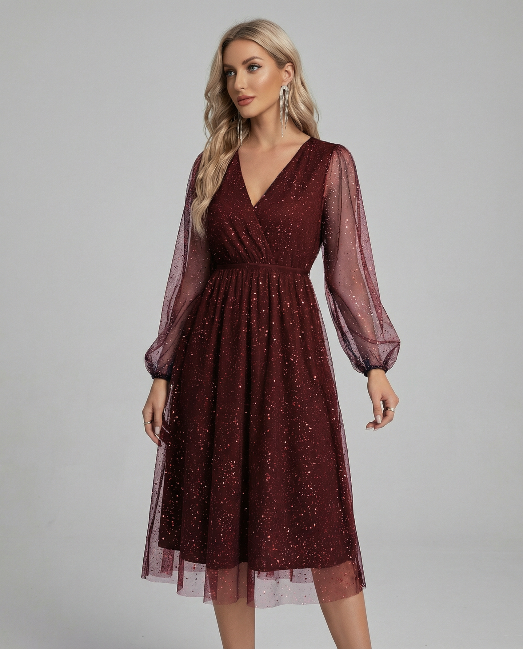 V-Neck Cocktail Dress – Elegant Slim Fit for Sophisticated Events