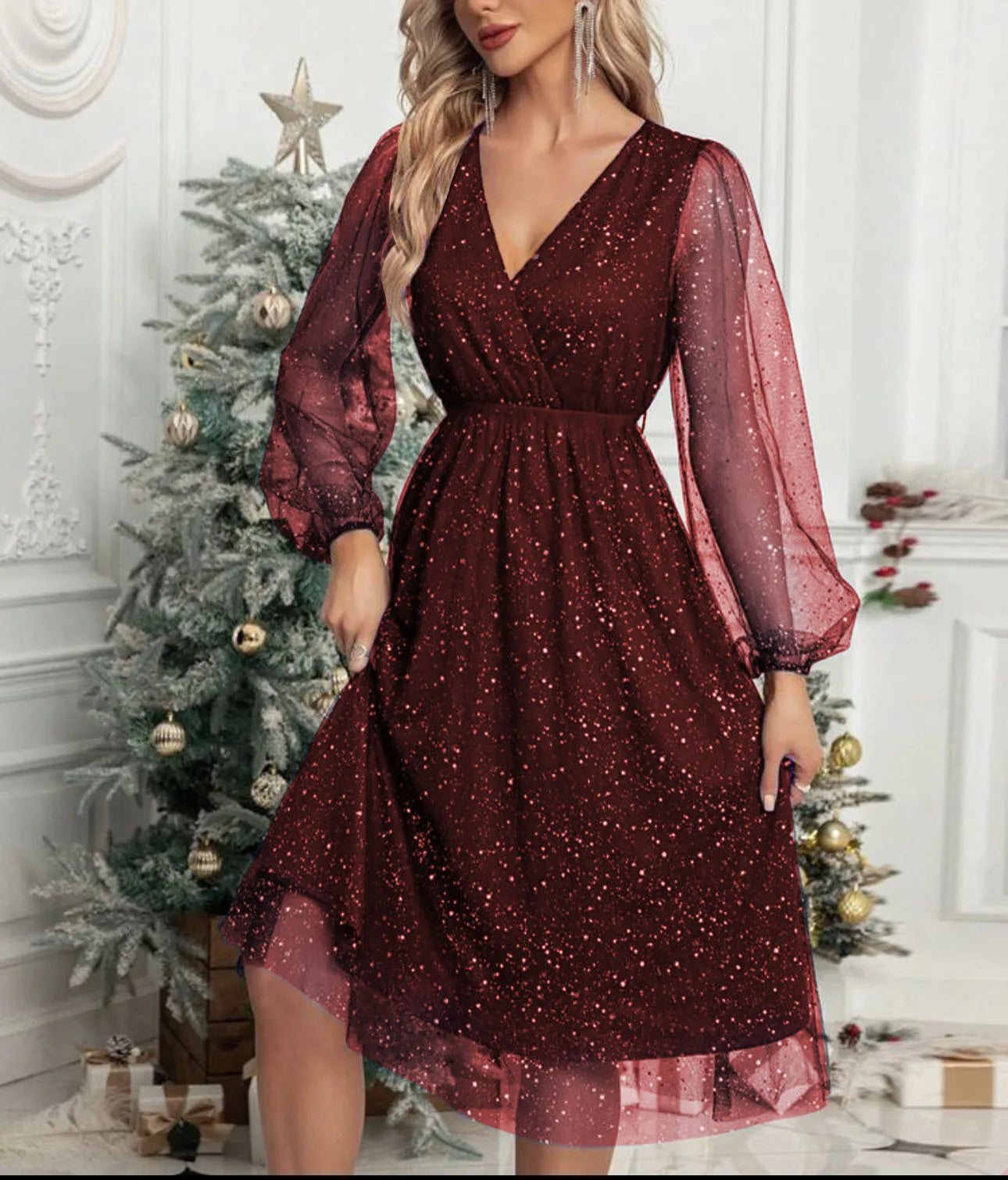 V-Neck Cocktail Dress – Elegant Slim Fit for Sophisticated Events