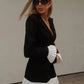 V-Neck Pleated Mini Dress Front Button Closure