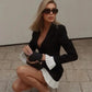 V-Neck Pleated Mini Dress Front Button Closure