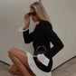V-Neck Pleated Mini Dress Front Button Closure