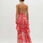 Veda Ruffle Summer Layered Floral Midi Dress