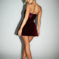 Velvet Strapless Wine Red Mini Dress Aline