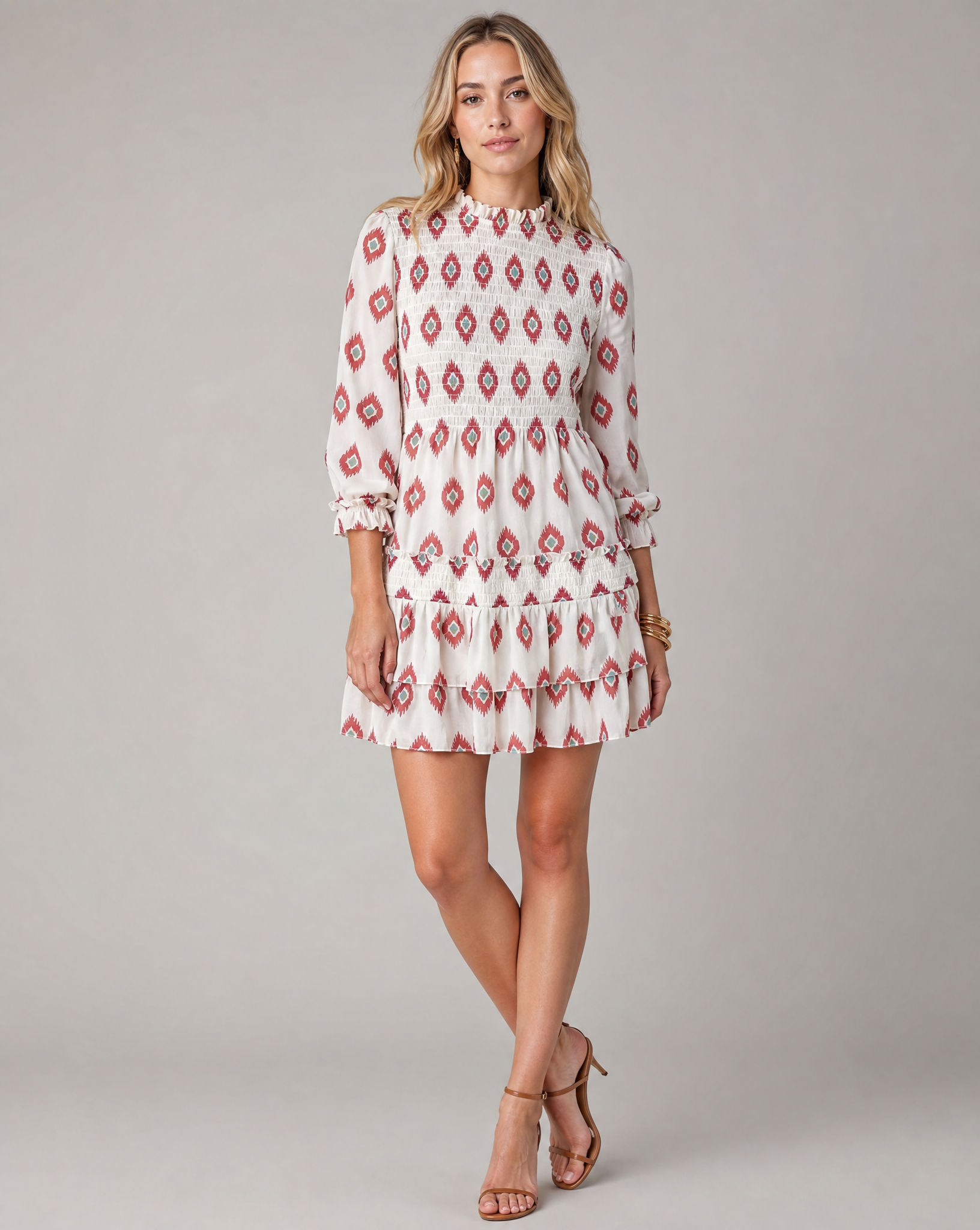Vintage Floral Ruffle A-Line Mini Dress for Wedding Guest Style