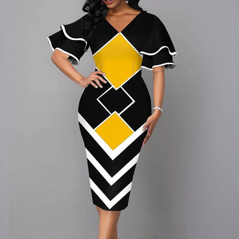 Vintage V-Neck Dress – Chic Slim Fit Summer Dress for Casual Gatherings