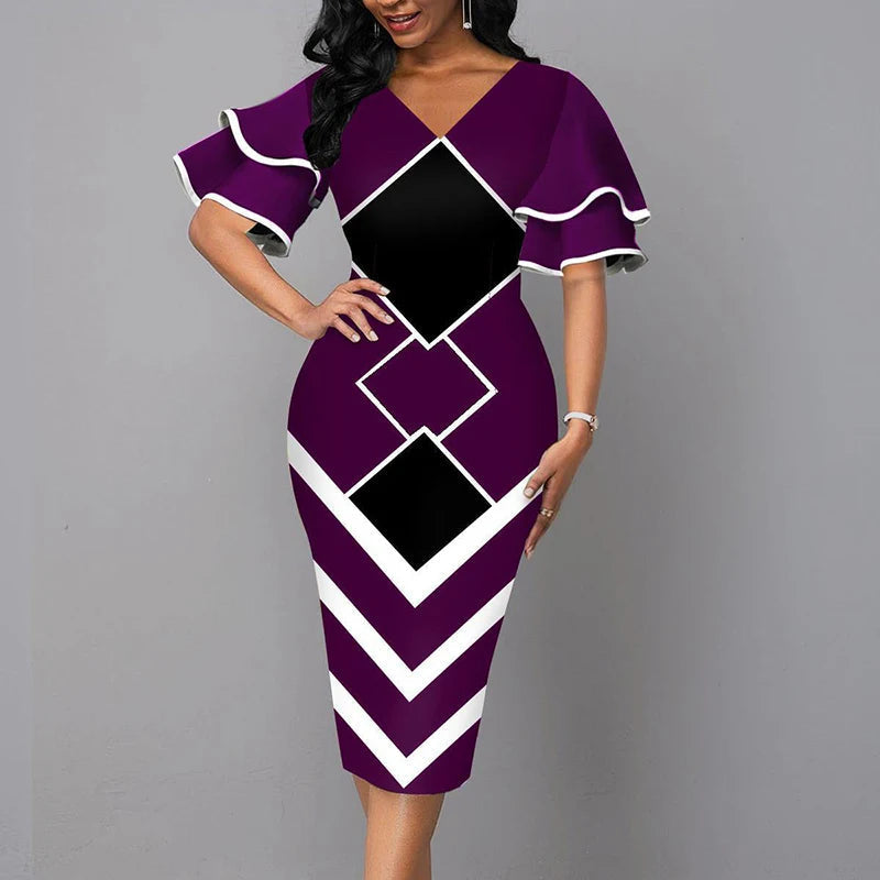 Vintage V-Neck Dress – Chic Slim Fit Summer Dress for Casual Gatherings