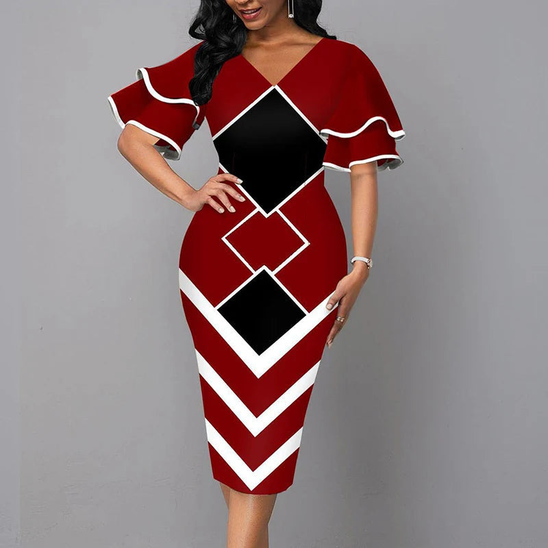 Vintage V-Neck Dress – Chic Slim Fit Summer Dress for Casual Gatherings