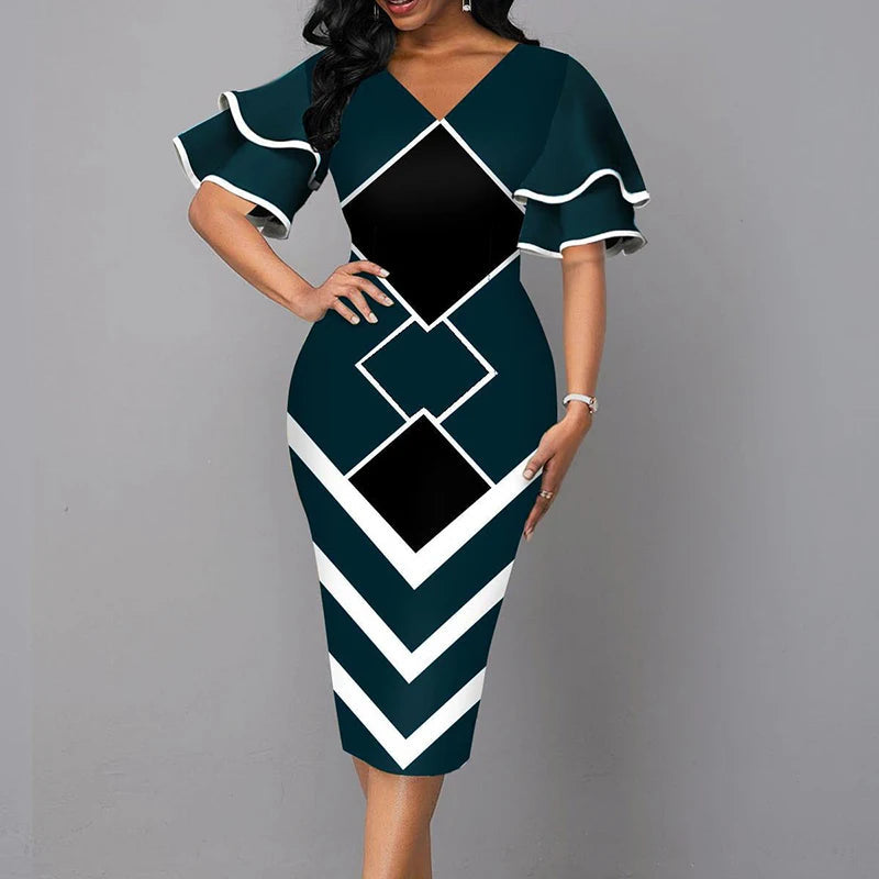 Vintage V-Neck Dress – Chic Slim Fit Summer Dress for Casual Gatherings