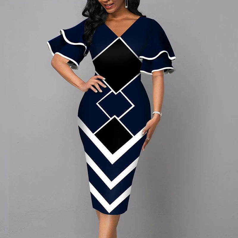 Vintage V-Neck Dress – Chic Slim Fit Summer Dress for Casual Gatherings
