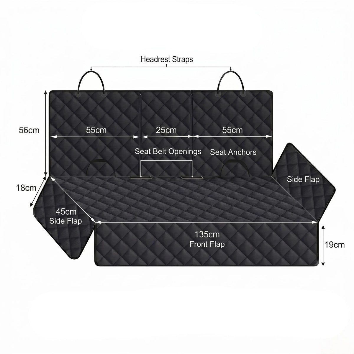 Waterproof non-slip dog seat cover featuring seat belt slots, designed to protect car upholstery while ensuring pet safety during travel. 7