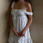White Linen Button Front Mini Dress For Summer
