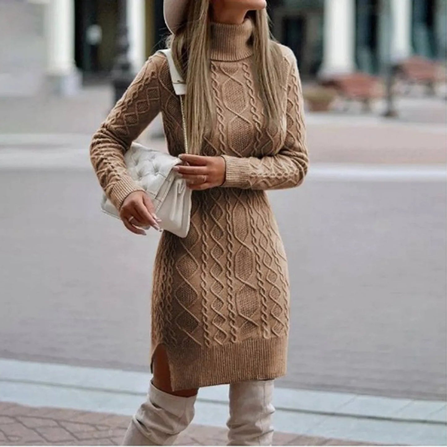 Women's A Line Knit Cozy Chic Sweater Dress