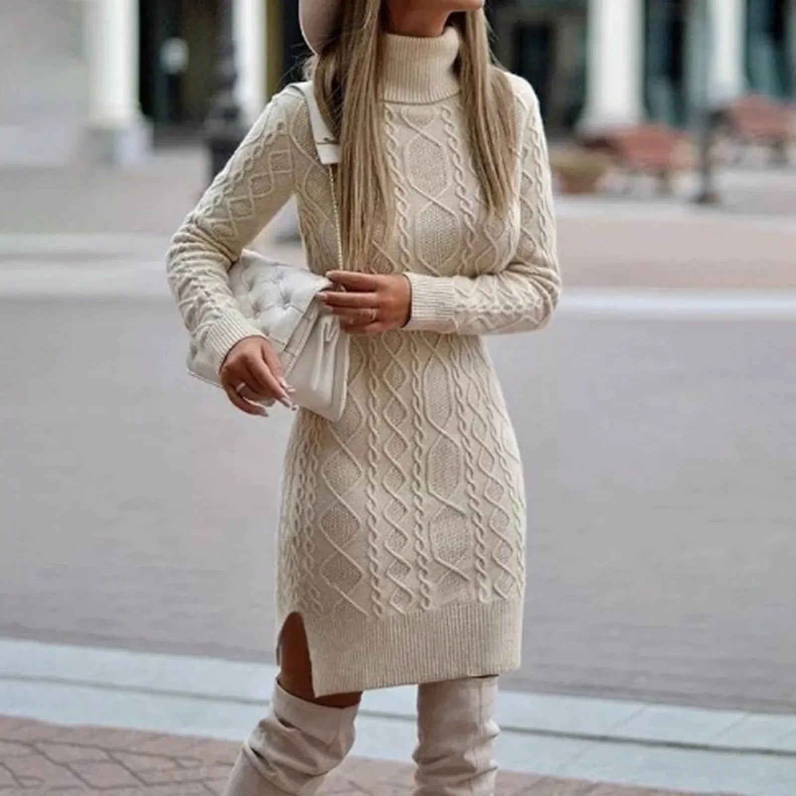 Women's A Line Knit Cozy Chic Sweater Dress