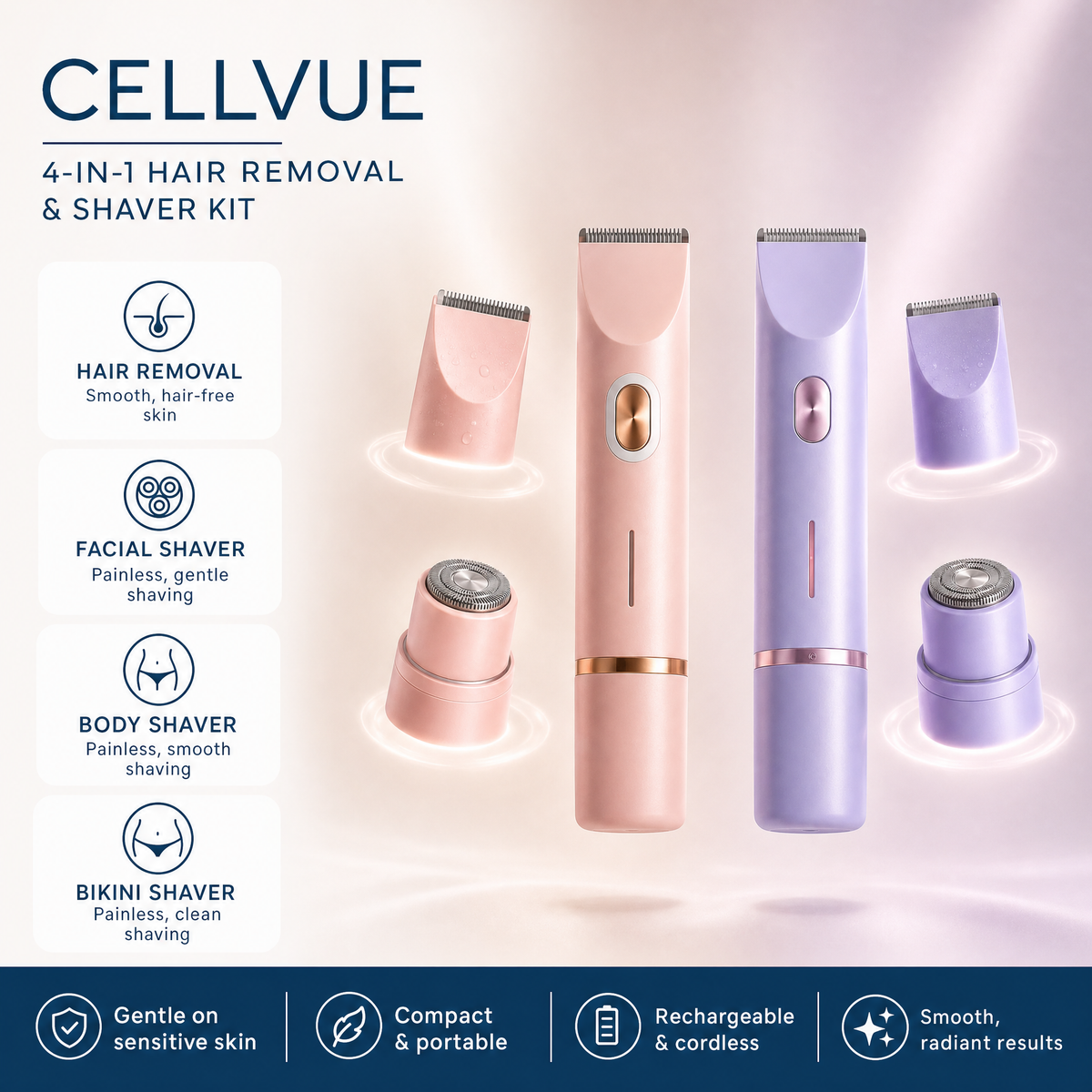 Women's electric shaver, rechargeable and waterproof - image 2