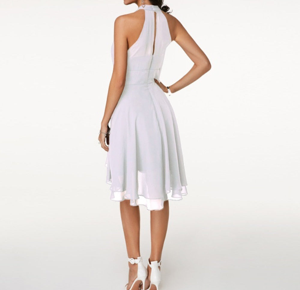 Women's Halter Neckline Cocktail Midi Dress