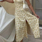 Yellow Floral Midi Length Dress Formal Summer