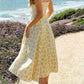 Yellow Floral Midi Length Dress Formal Summer