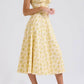 Yellow Floral Midi Length Dress Formal Summer