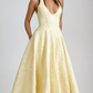 Yellow Triana Halter Midi Dress Floral Jacquard