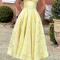 Yellow Triana Halter Midi Dress Floral Jacquard