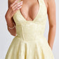 Yellow Triana Halter Midi Dress Floral Jacquard