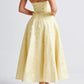 Yellow Triana Halter Midi Dress Floral Jacquard