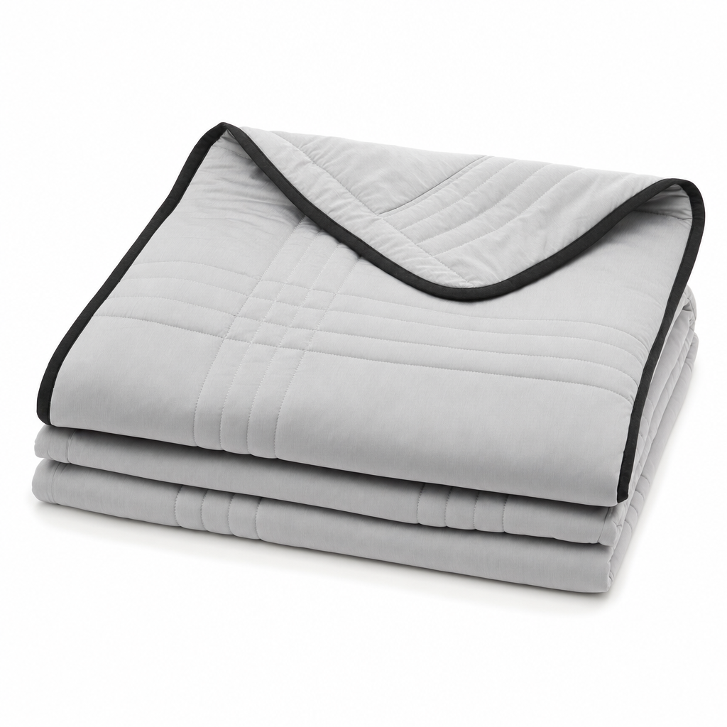 Cellvue cooling moisture-wicking blanket in Grey, folded on a white background